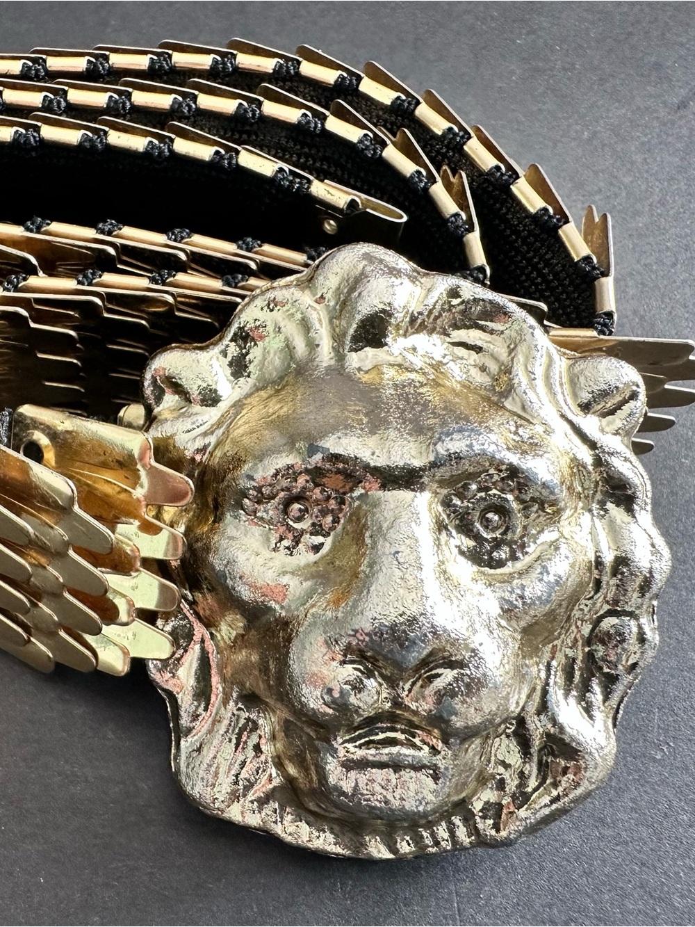 Vintage Lion Fish Scale  Gold Tone Stretch Belt for Women
